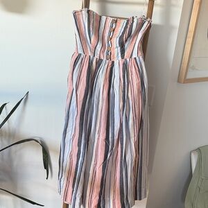 Free People Strapless Multicolor Striped Dress